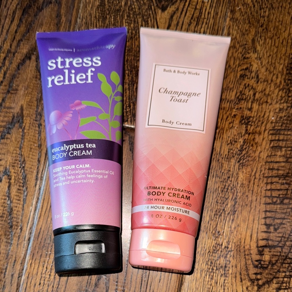 Bath & Body Works Stress Relief and Champagne Toast Body Creams Bundle of 2